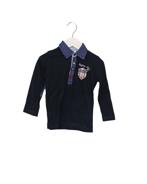 A Navy Long Sleeve Polos from IKKS in size 3T for boy. (Front View)