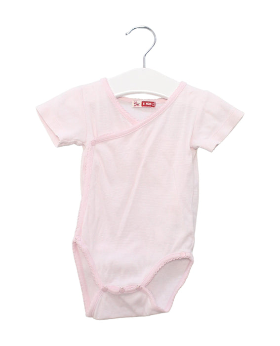 A Pink Short Sleeve Bodysuits from DPAM in size 3-6M for girl. (Front View)