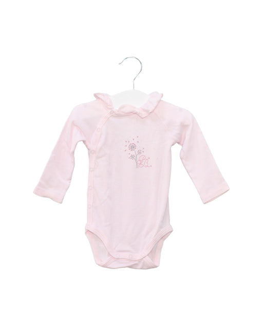 A Pink Long Sleeve Bodysuits from Petit Bateau in size 3-6M for girl. (Front View)