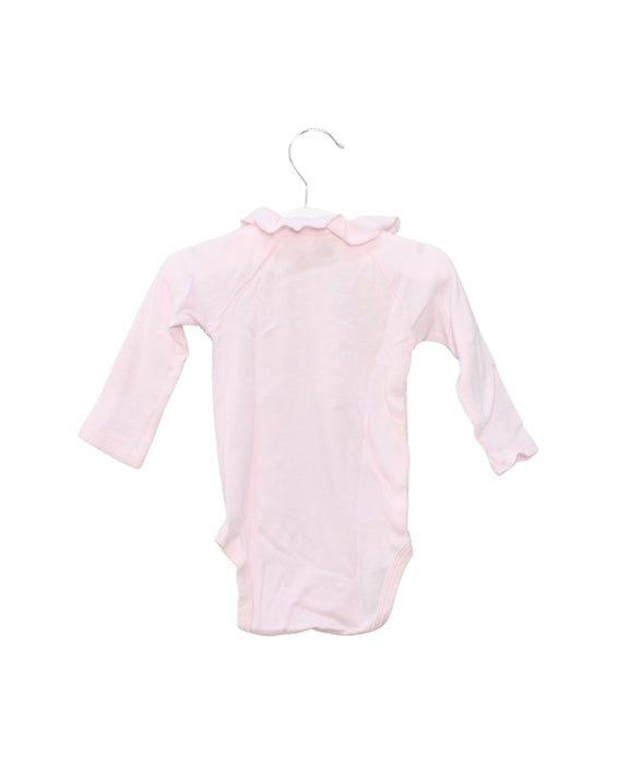 A Pink Long Sleeve Bodysuits from Petit Bateau in size 3-6M for girl. (Back View)