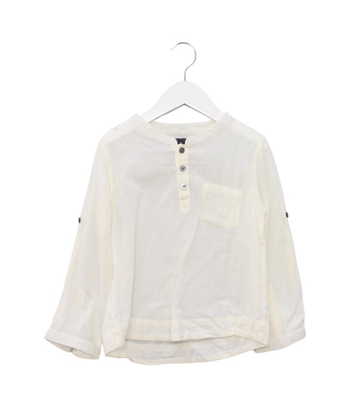 A Ivory Long Sleeve Tops from Velveteen in size 4T for boy. (Front View)