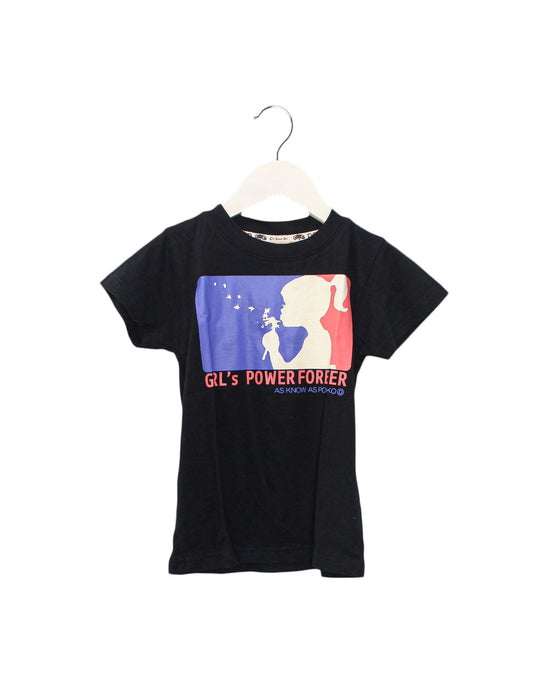 A Black Short Sleeve T Shirts from As Know As Ponpoko in size 4T for girl. (Front View)