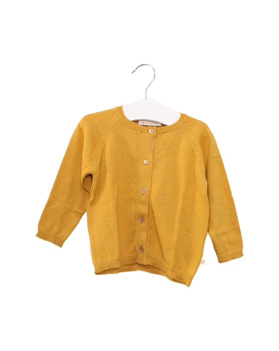 A Yellow Cardigans from Les Enfantines in size 6-12M for neutral. (Front View)