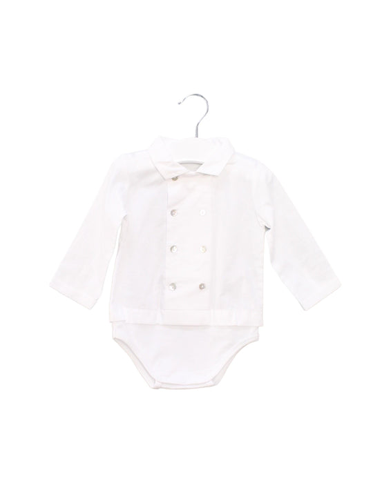 A White Long Sleeve Bodysuits from Laranjinha in size 6-12M for boy. (Front View)