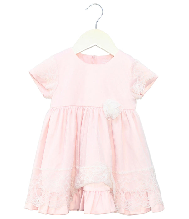 A Pink Short Sleeve Dresses from Chickeeduck in size 12-18M for girl. (Front View)