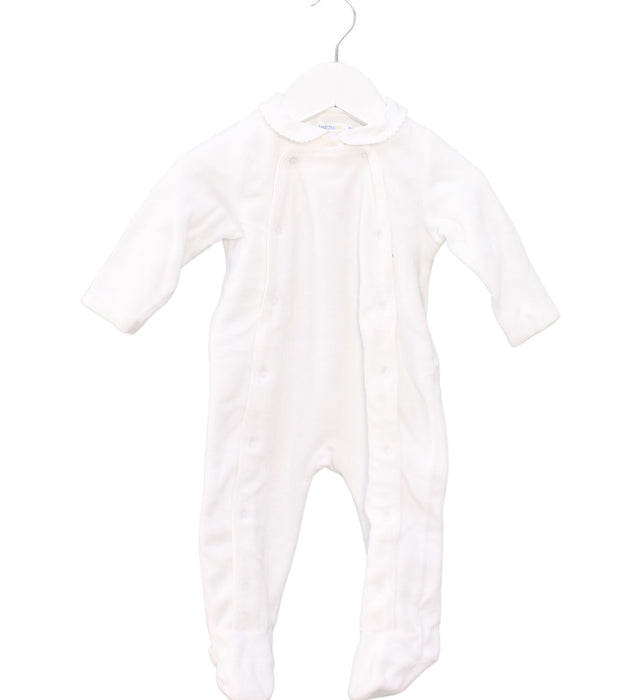 A White Onesies from Bout'Chou in size 3-6M for girl. (Front View)