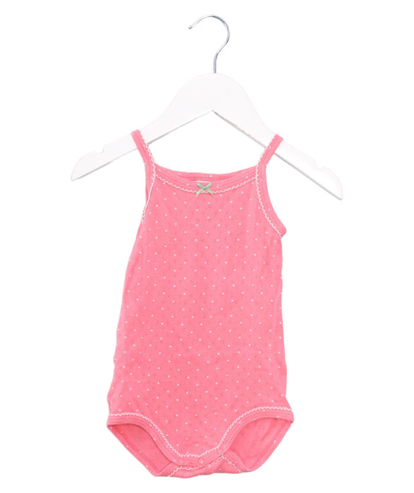 A Pink Sleeveless Bodysuits from Petit Bateau in size 3-6M for girl. (Front View)