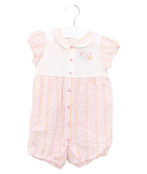 A Pink Short Sleeve Rompers from Familiar in size 3-6M for girl. (Front View)