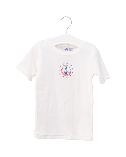 A White Short Sleeve T Shirts from Petit Bateau in size 4T for boy. (Front View)