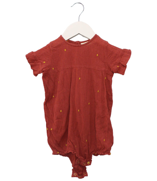 A Red Short Sleeve Bodysuits from Soft Gallery in size 6-12M for girl. (Front View)