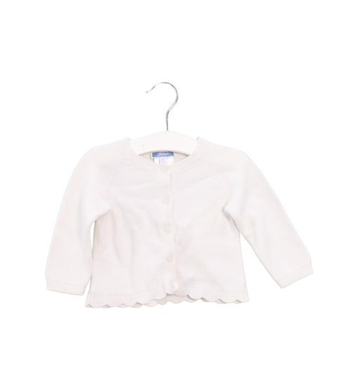 A White Cardigans from Jacadi in size 3-6M for girl. (Front View)