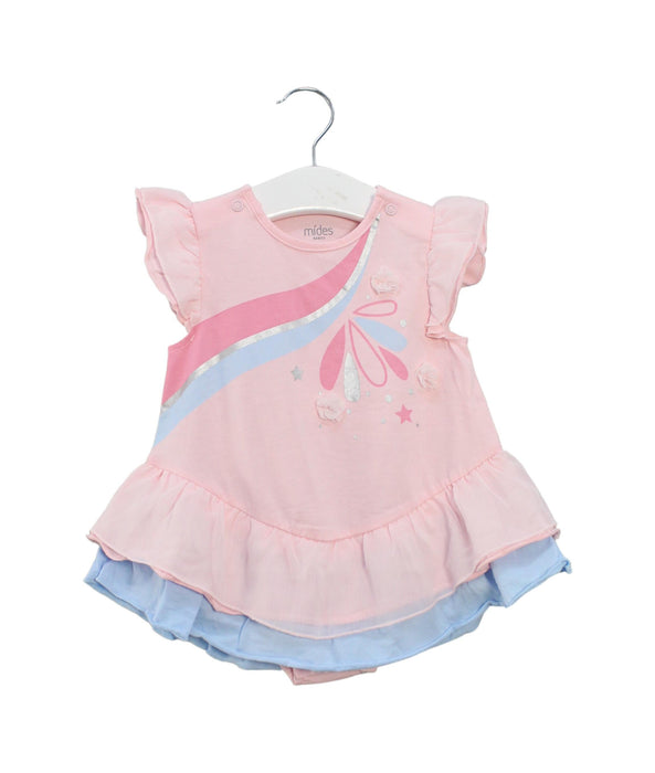 A Pink Short Sleeve Dresses from Mides in size 6-12M for girl. (Front View)