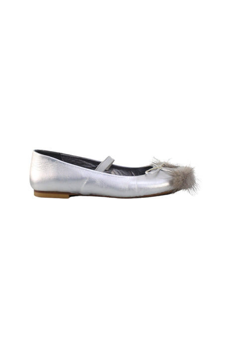 A Silver Flats from Bonpoint in size 9Y for girl. (Back View)