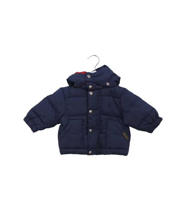 A Navy Puffer/Quilted Jackets from Ralph Lauren in size 0-3M for boy. (Front View)