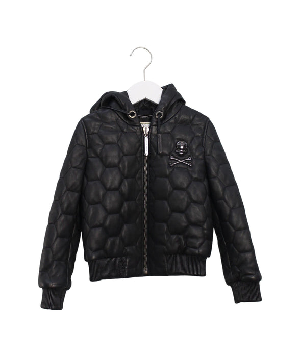 A Black Lightweight Jackets from Philipp Plein in size 6T for boy. (Front View)