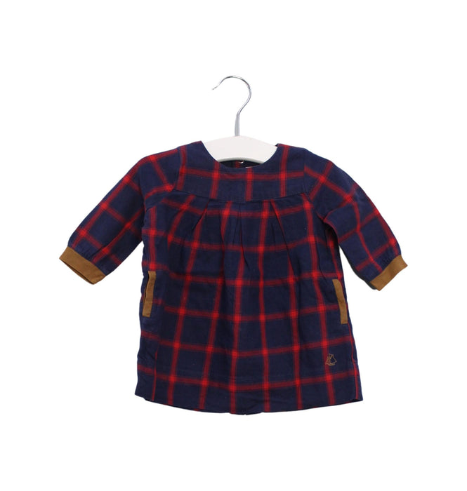 A Navy Long Sleeve Dresses from Petit Bateau in size 0-3M for girl. (Front View)