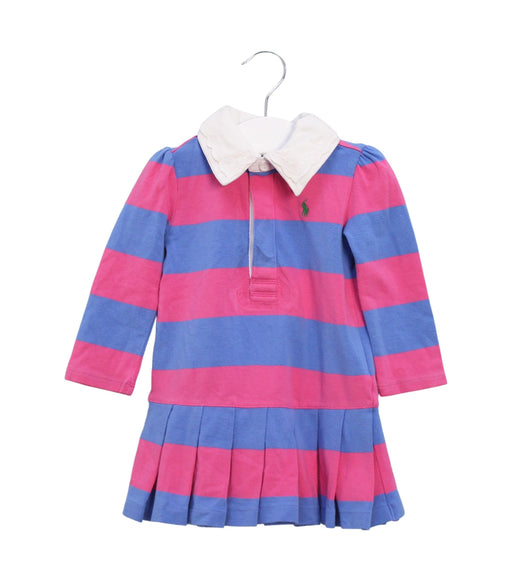 A Pink Long Sleeve Dresses from Ralph Lauren in size 6-12M for girl. (Front View)