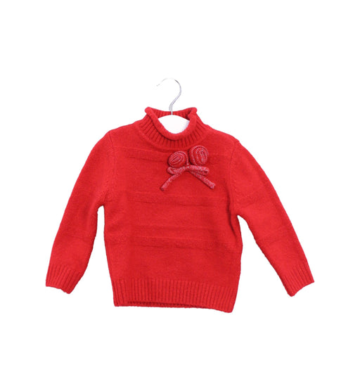 A Red Knit Sweaters from Chickeeduck in size 18-24M for girl. (Front View)