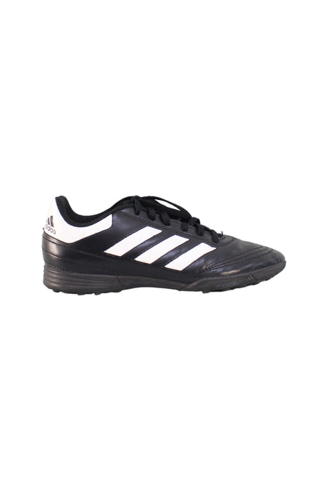 A Black Cleats/Soccer Shoes from Adidas in size 10Y for boy. (Back View)