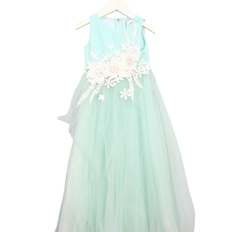 A Green Sleeveless Dresses from Dorian Ho in size 4T for girl. (Front View)