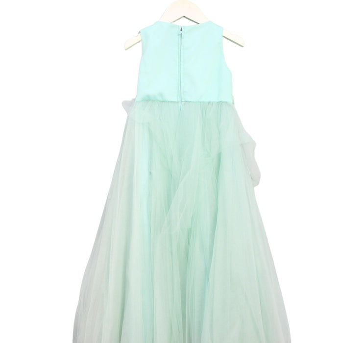 A Green Sleeveless Dresses from Dorian Ho in size 4T for girl. (Back View)