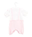 A Pink Short Sleeve Rompers from Miki House in size 0-3M for girl. (Back View)