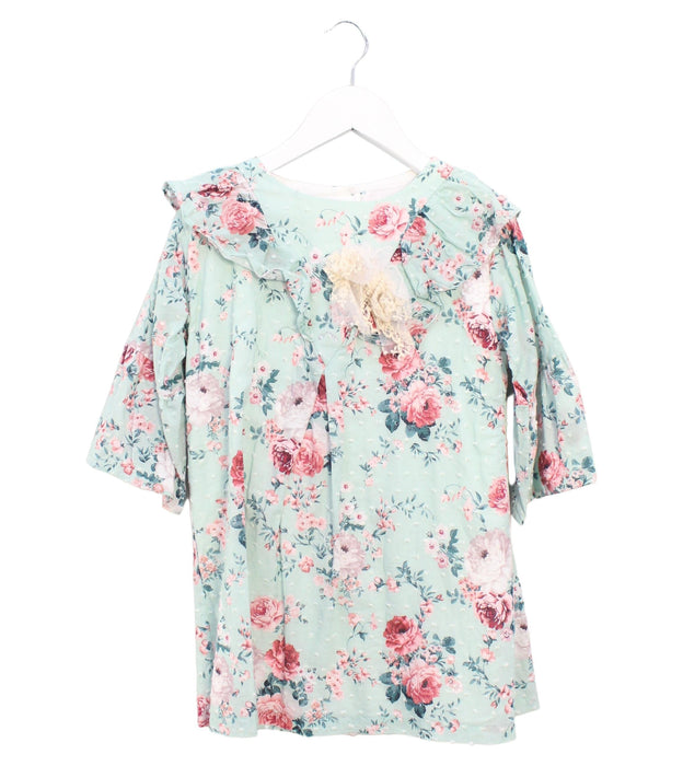 A Green Long Sleeve Dresses from Nanos in size 6T for girl. (Front View)