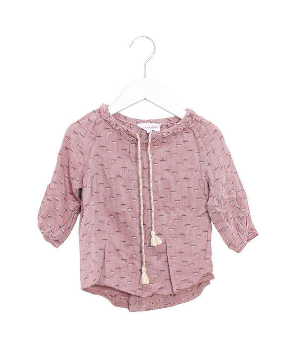 A Pink Long Sleeve Tops from Excuse My French in size 4T for girl. (Front View)
