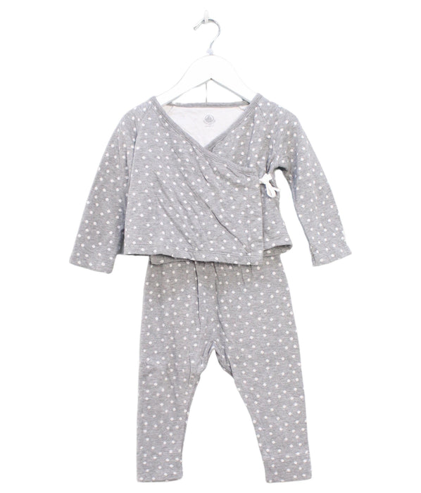 A Grey Pyjama Sets from Petit Bateau in size 12-18M for girl. (Front View)