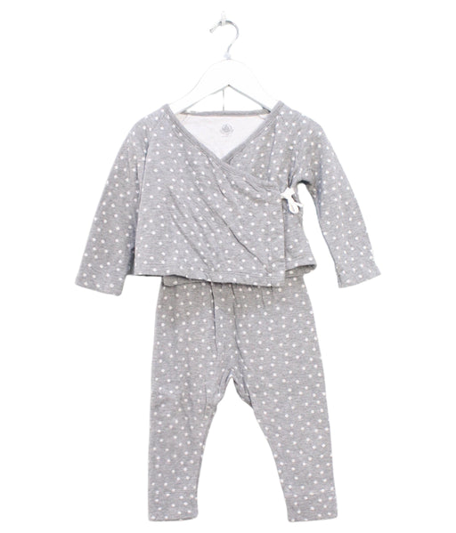 A Grey Pyjama Sets from Petit Bateau in size 12-18M for girl. (Front View)