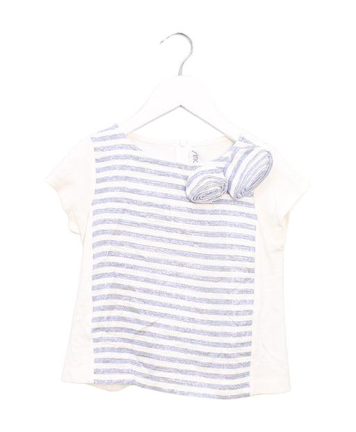 A Blue Short Sleeve Tops from Simonetta in size 6T for girl. (Front View)