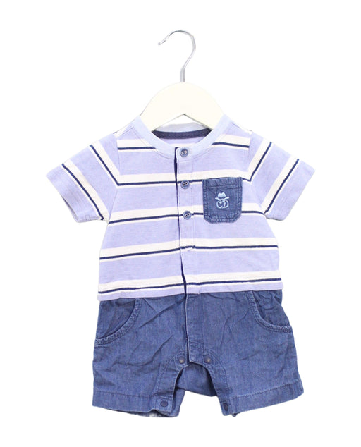 A Blue Short Sleeve Rompers from Chickeeduck in size 0-3M for boy. (Front View)