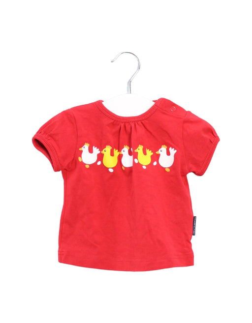 A Red Short Sleeve T Shirts from Polarn O. Pyret in size 0-3M for girl. (Front View)