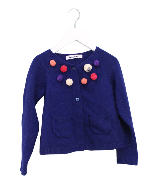 A Blue Cardigans from Familiar in size 4T for girl. (Front View)