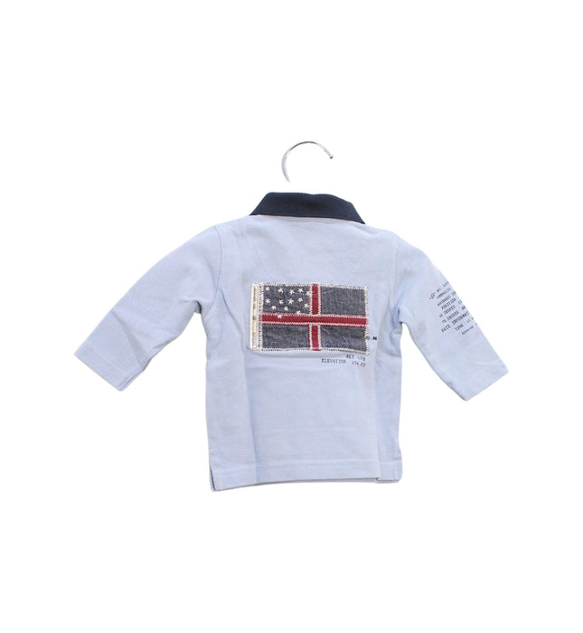 A Blue Long Sleeve Polos from Buissonnière in size 3-6M for boy. (Back View)