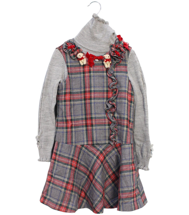 A Grey Sleeveless Dresses from Nicholas & Bears in size 4T for girl. (Front View)