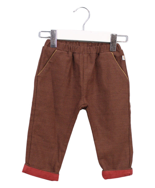A Brown Casual Pants from Les Enfantines in size 6-12M for boy. (Front View)