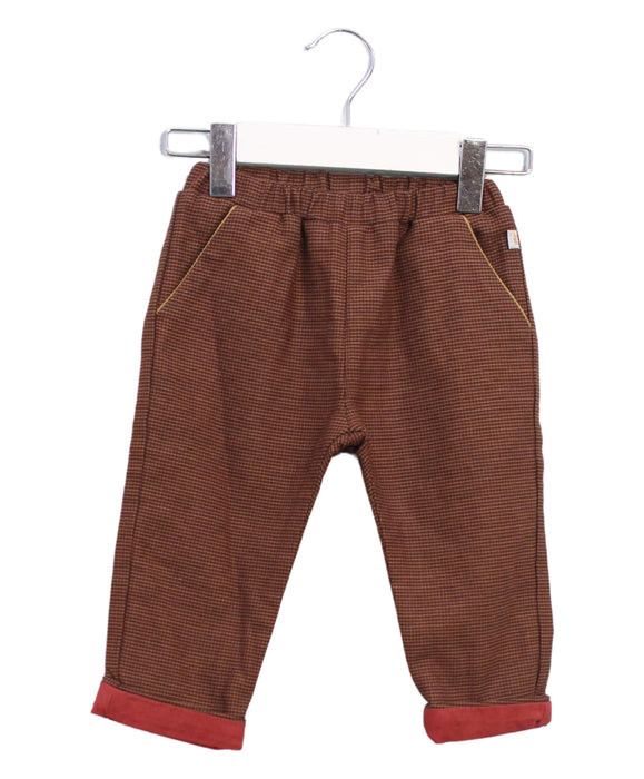 A Brown Casual Pants from Les Enfantines in size 6-12M for boy. (Front View)