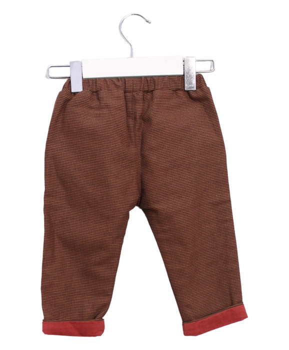 A Brown Casual Pants from Les Enfantines in size 6-12M for boy. (Back View)