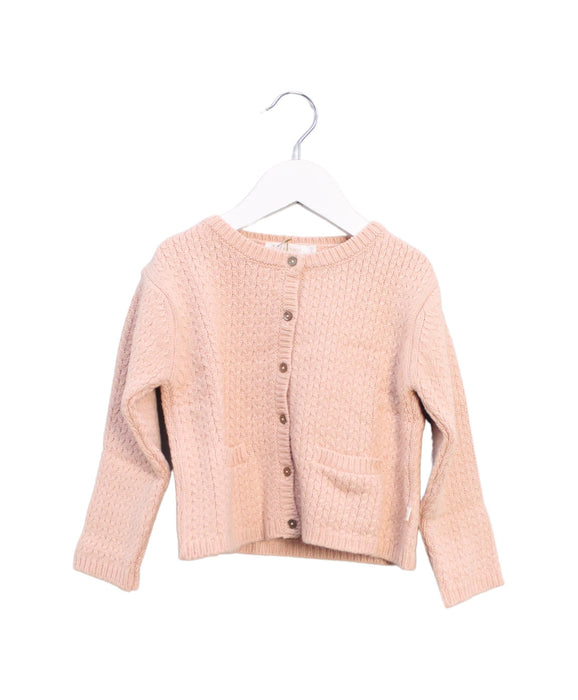 A Pink Cardigans from Les Enfantines in size 6-12M for girl. (Front View)