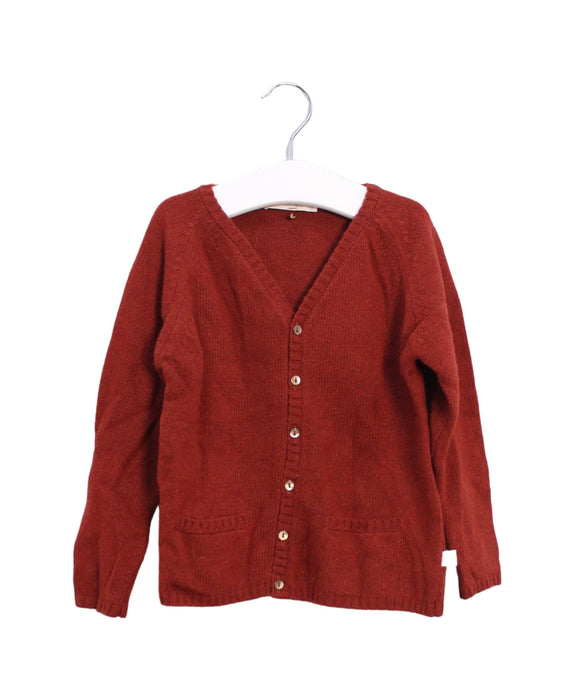 A Red Cardigans from Les Enfantines in size 3T for girl. (Front View)