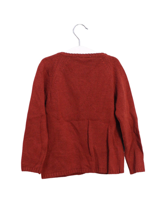 A Red Cardigans from Les Enfantines in size 3T for girl. (Back View)