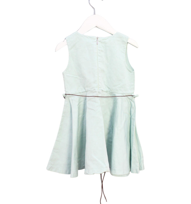 A Green Sleeveless Dresses from Siseo Olive in size 4T for girl. (Back View)