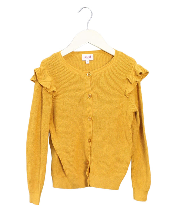 A Yellow Cardigans from Seed in size 4T for girl. (Front View)