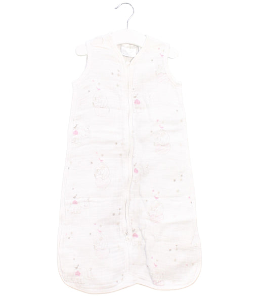 A White Sleepsacs from Aden & Anais in size 0-3M for neutral. (Front View)