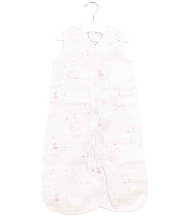 A White Sleepsacs from Aden & Anais in size 0-3M for neutral. (Front View)
