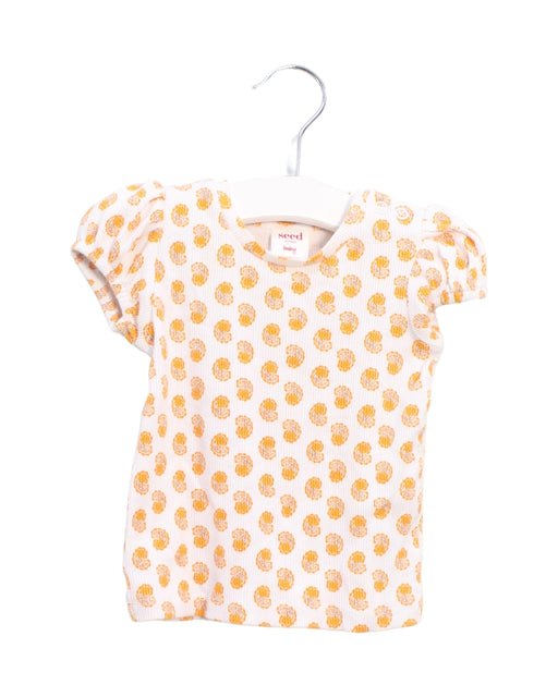 A White Short Sleeve Tops from Seed in size 3-6M for girl. (Front View)