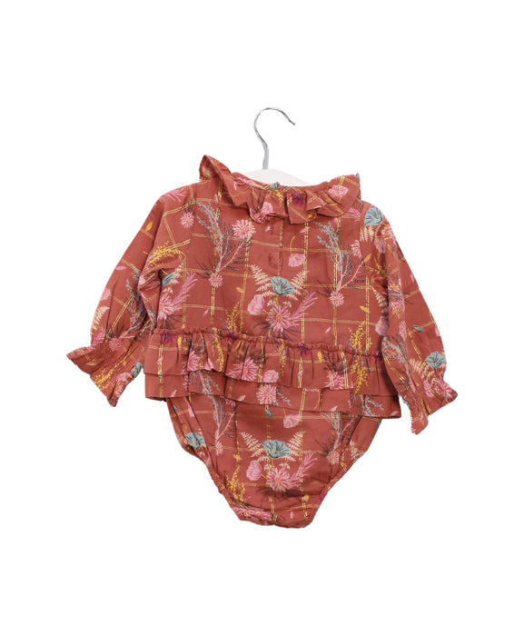 A Orange Long Sleeve Bodysuits from Velveteen in size 6-12M for girl. (Back View)