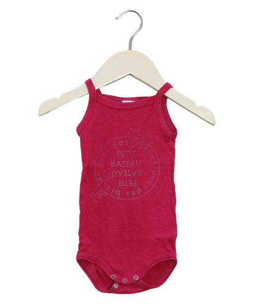A Pink Sleeveless Bodysuits from Petit Bateau in size 0-3M for girl. (Front View)