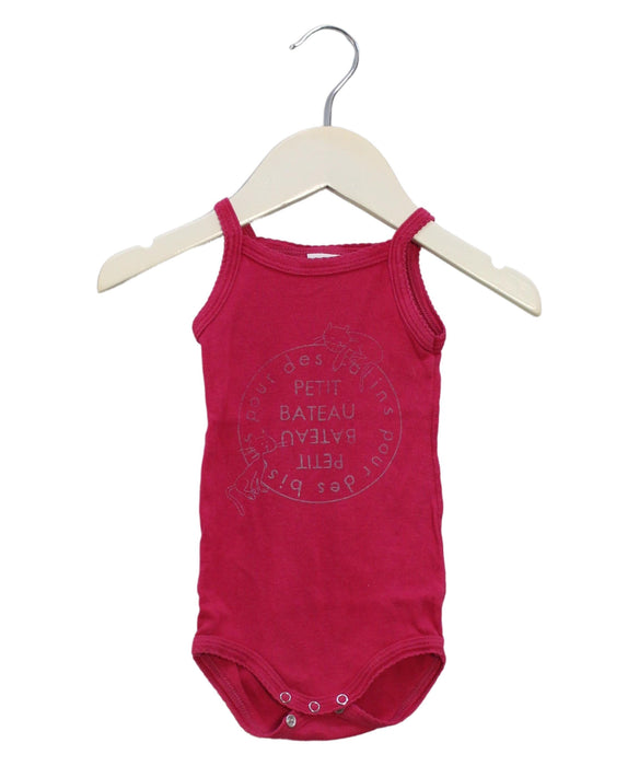 A Pink Sleeveless Bodysuits from Petit Bateau in size 0-3M for girl. (Front View)